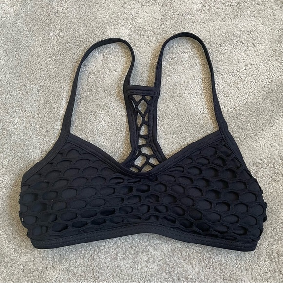 Seafolly Black Racerback Mesh About Sports Tank Bikini Top EUC Size AUS 8/US 4 - Picture 6 of 8